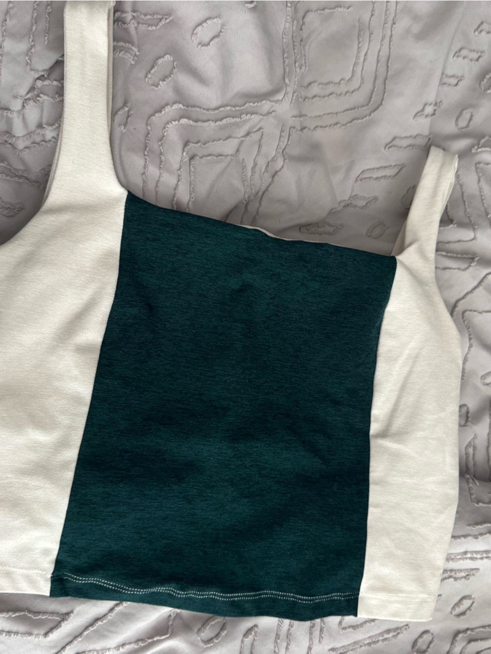 Beyond Yoga Cream and Dark Green Colorblock Tank Top